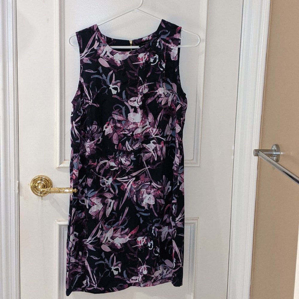 Adrienne Vittadini Floral Sleeveless Tank Dress - Blue & Purple - 4